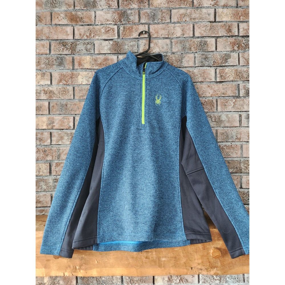 Spyder Outbound Half Zip Pullover Midweight Jacket Blue Neon Thermal Shirt Sz L